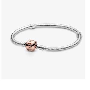 NWT Pandora Original Snake Chain Bracelet - Rose Gold Barrel Clasp